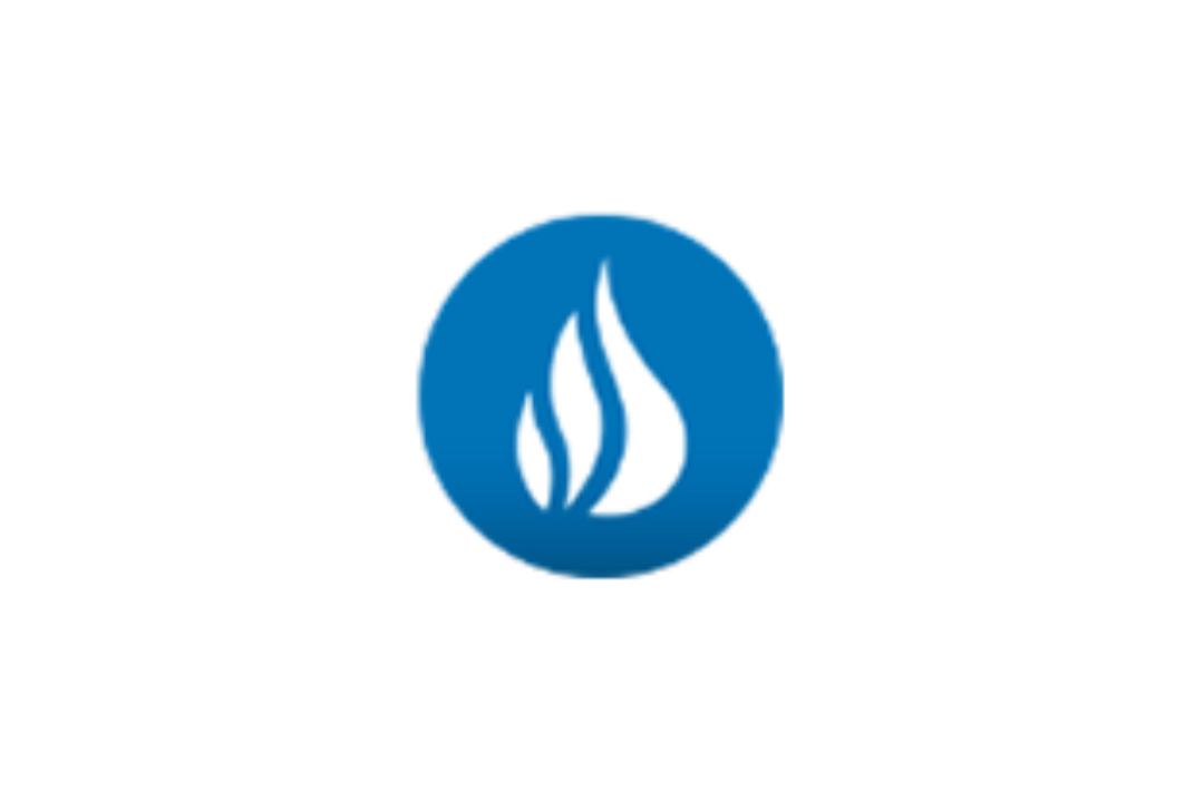 Icon of a flame inside a blue circle.