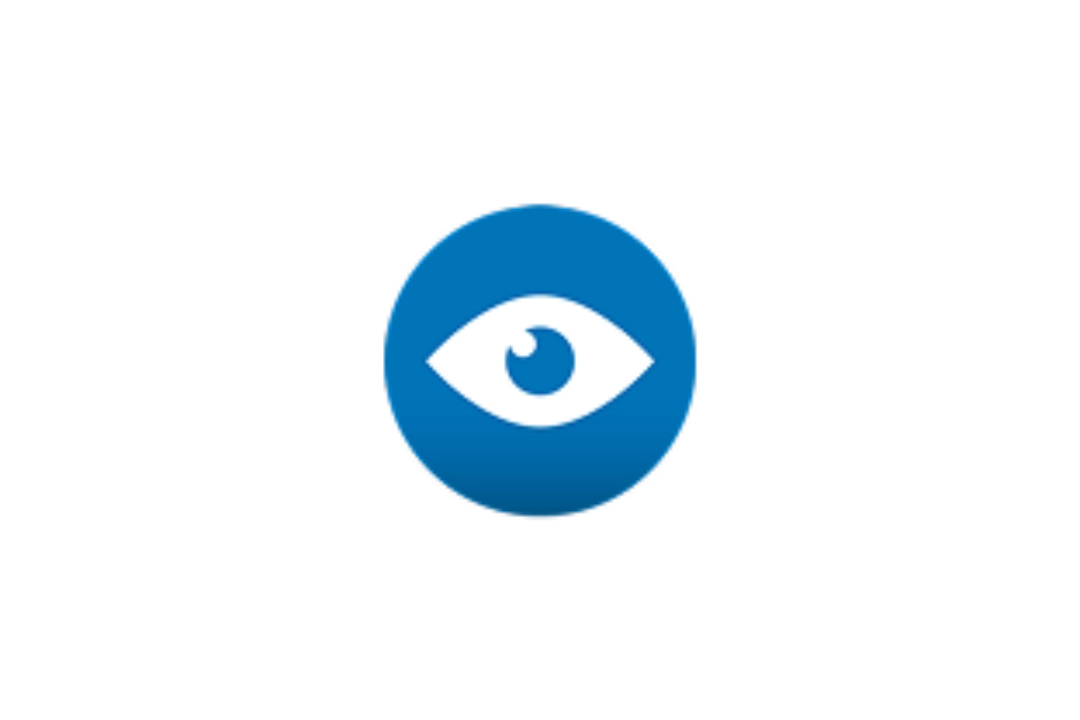 Icon of an eye inside a blue circle.