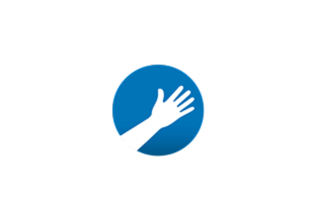 Icon of a hand reaching diagonally inside a blue circle.