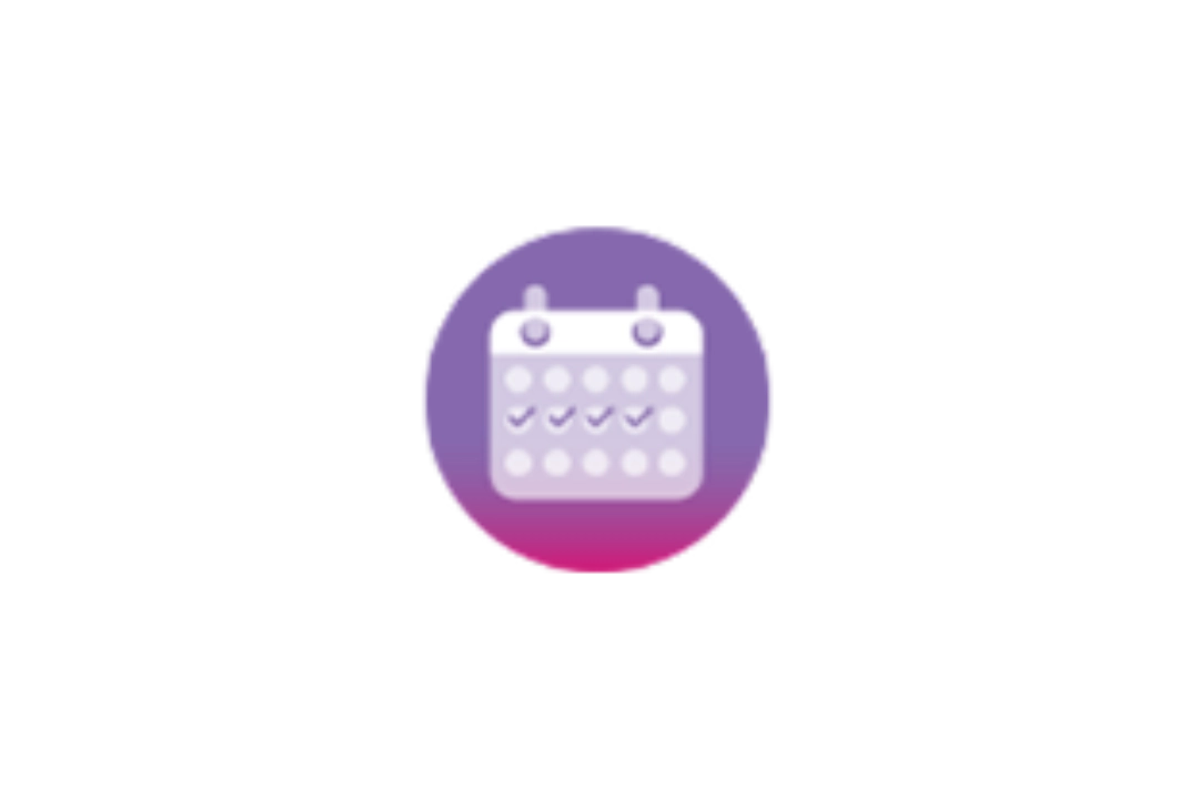 Icon of a calendar inside a purple circle