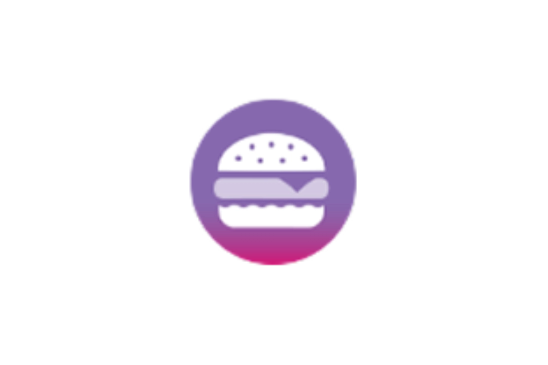 Icon of a burger inside a purple circle