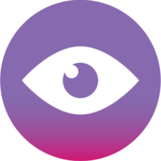 Icon of an eye inside a purple circle