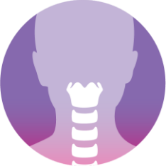 Icon of a white esophagus inside a purple circle